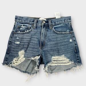 Abercrombie & Fitch Shorts Womens 25 0 Blue Denim Mid Rise Boyfriend Short